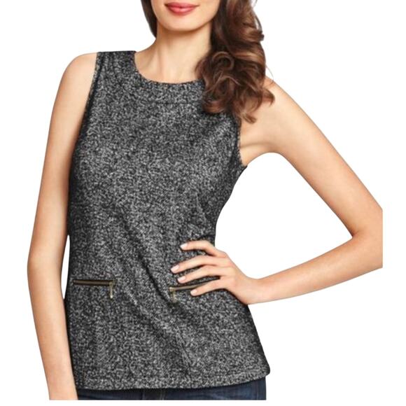 CAbi CeCe Shell Sleeveless Black Tweed Herringbone Top, Women's Size Medium - Picture 1 of 8